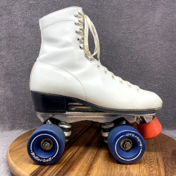 Riedell Shoes - Vintage Riedell Roller Skates Womens Size 8 White Leather Sure-Grip USA Made